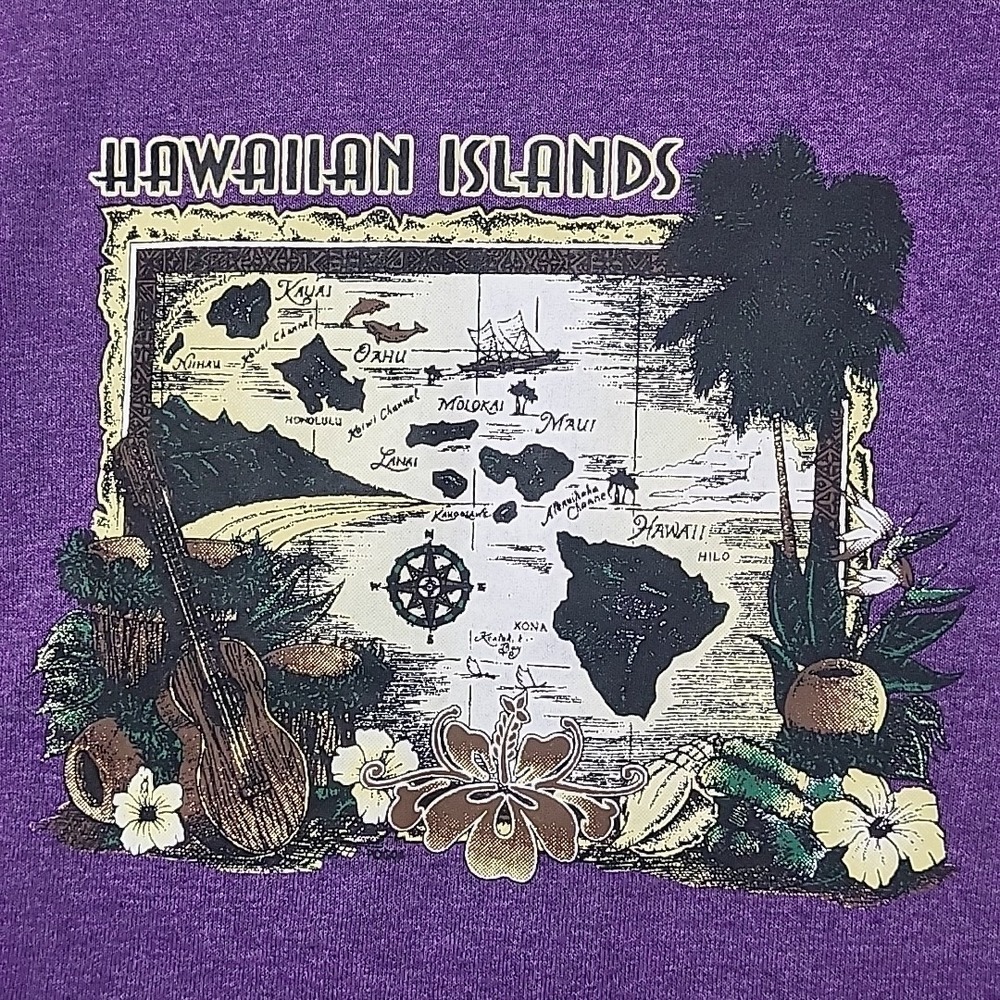Soffe Large T-shirt Hawaiian Islands Graphic Tee Purple Men Unisex Women New NWT